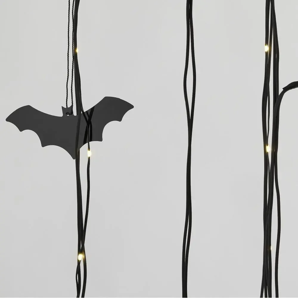 Pottery Barn Lit Willow Tree Black Bats Orange & Regular Lights Halloween Spooky